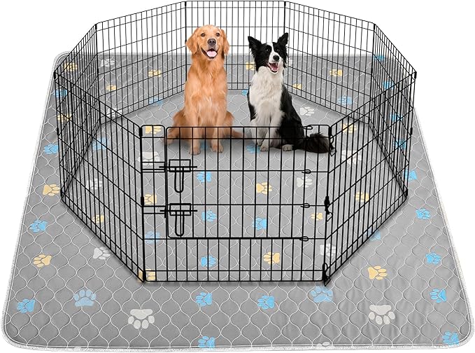 Aitmexcn Washable Puppy Dog Pee Pad, 100% Waterproof Whelping Training Mat for Puppy/Senior Dog, Fast Drying Reusable Puppy Pads for Indoor, Outdoor and Car Travel- 72'' x 72'' Llight Gray 1PC