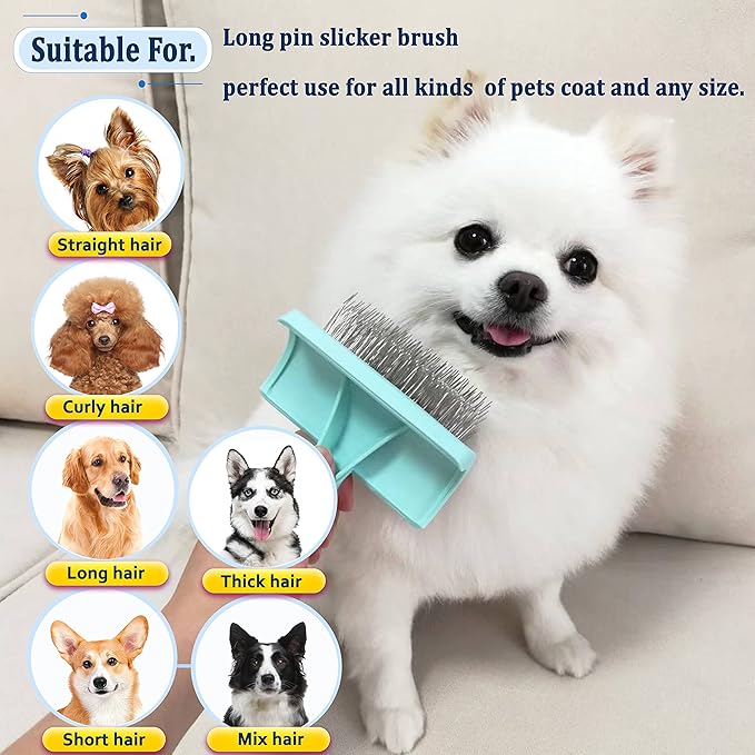 Super Dense Soft Brush for Thick and Long Fur - Doodle Grooming Brush for Fluff, Shedding, Tangles on Goldendoodles - 25mm (1")