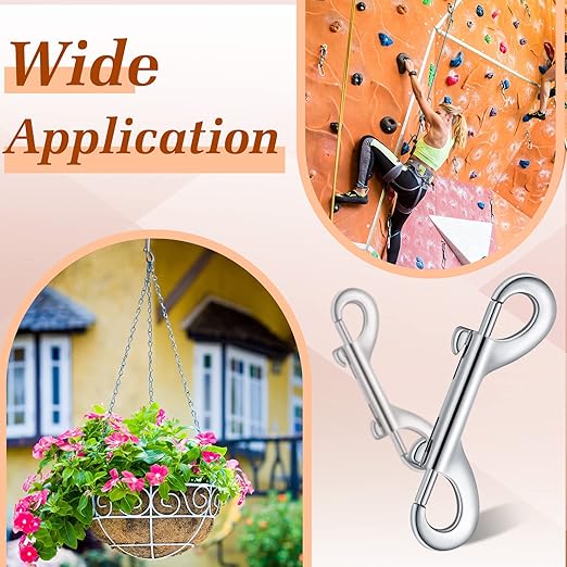 Hotop 30 Pcs 3.5 Inch Double Ended Bolt Snaps Hooks Zinc Alloy Trigger Chain Metal Clips Key Holder for Linking Key Chain Dog Leash Collar Pet Sling Feed Buckets(Silver)