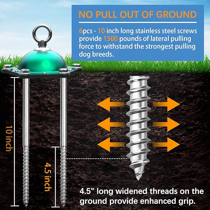 Dog Tie Out Cable and Stake for Yard,(up to 200lbs) 360°Swivel Run Anchors- No Tangle,with 30FT Heavy Duty Tie Out Cable for Dogs,Dog Runner for Yard,Ideal for Outdoor Camping