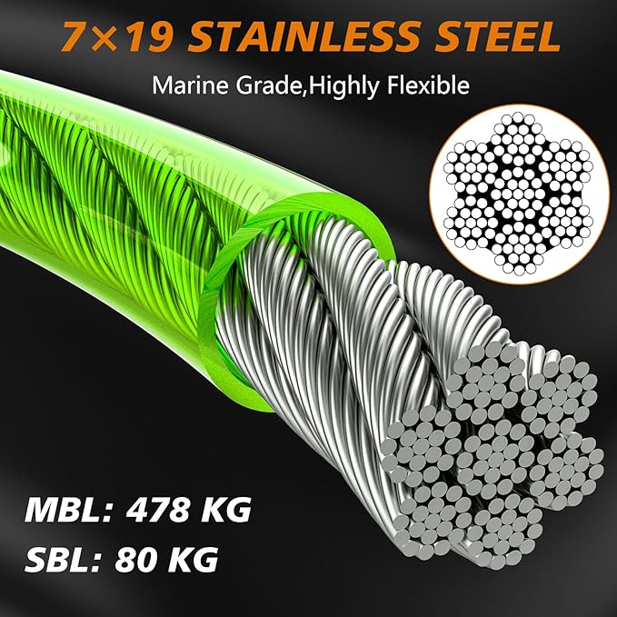 XiaZ 30FT Tie Out Cable for Dogs, Dog Leads for Yard Chew Proof, Heavy Duty Pet Tie Out Cable for Large Dogs Up to 250lbs,Durable Dog Runner Tether Line for Outdoor,Yard