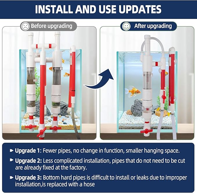 hygger Aquarium Overflow Filter with Waste Collection Separator, External Hanging Filter Accessory, Fish Tank Siphon Filtration System for Saltwater Freshwater Tank Greater Than 15 in Height