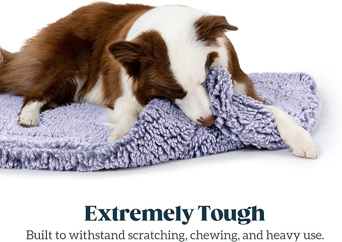 Stoutwool Indestructible Dog Bed - Fluffy Chew Proof Dog Crate Pad - Tough Kennel Pad for Aggressive Chewers - Ideal for Extra Small Breeds & Fits 22-Inch Crate - 21"x12", Jacaranda
