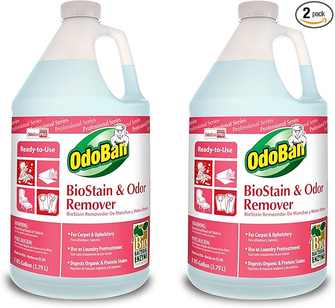 OdoBan Professional Cleaning and Odor Control Solutions, Ready-to-Use Biostain and Odor Remover, Made in the USA, 2 Gallons