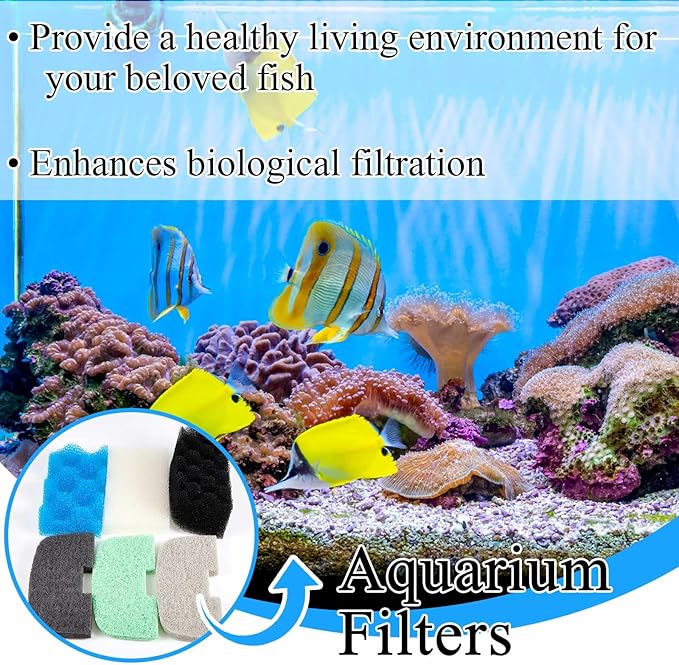 32 Pcs Aquarium Replacement Maintenance Kit Compatible with Fluval 106/107 Filter Media Including Biological Sponge, Ammonia/Phosphate/Nitrite Remover Pad, Aquarium Towel, Grease