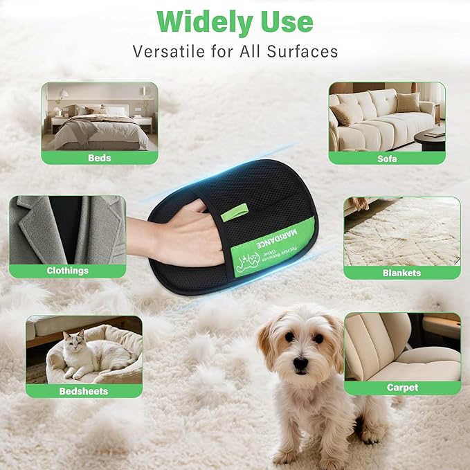Pet-Hair-Removal-Glove Reusable Electrostatic-Gloves-Pet-Hair-Remover for Furniture, Couch, Carpet,Car Seat Pet-Hair-Remover-Tool for Dogs & Cats Hair Remover Mitt Pet-Double-Sided-Grooming-Glove 1Pcs