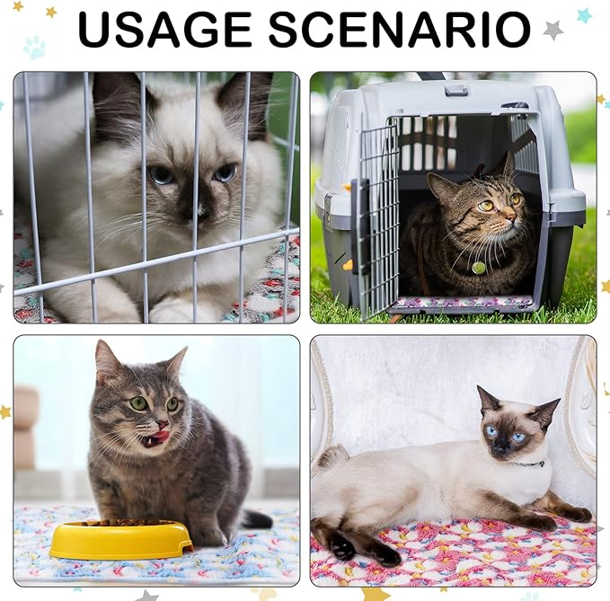 Reginary 4 Pcs Waterproof Guinea Pig Blankets Washable Small Animal Fleece Bedding Absorbent Guinea Pig Cage Liners Reusable Pet Pee Pad Sleep Mat for Hamster Ferret(Moon Star Pattern,24 x 47 Inch)