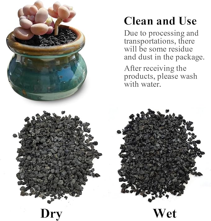 2 lbs Black Lava Rocks for Plants,1/4 Inch Crush Volcanic Rock Pumice Soil Additive for Succulent Aquarium Cactus Bonsai Fire Pits and Garden Landscaping