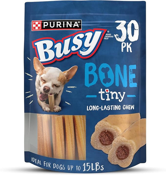 Purina Busy Bone Adult Toy Breed Dog Chew Bone Treats, Tiny - 30 ct. Pouch