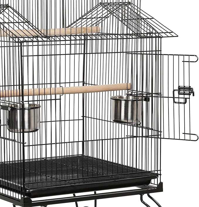 Yaheetech Budgie Cage 55-inch Rolling Standing Triple Roof Medium Parrot Cage Pet Bird Cage with Detachable Stand for Cockatiels Sun Parakeets Green-cheeked Conures Macaw