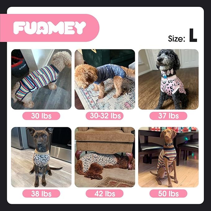 FUAMEY Recovery Suit for Dogs After Surgery,Soft Breathable Dog Bodysuit E-Collar & Cone Alternative Surgical Suit,Male Female Dog Neuter Spay Suits Anti Licking Wounds Onesie Pink Leopard L