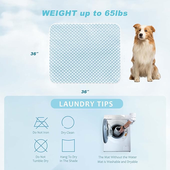 MICROCOSMOS Pet Cooling Mat & Sleeping Pad- Breathable Bubble Surface, EZ Clean. Keep Cooling for Pets, Kids and Adults in Summer.(BlueWhite, 36" x 36")