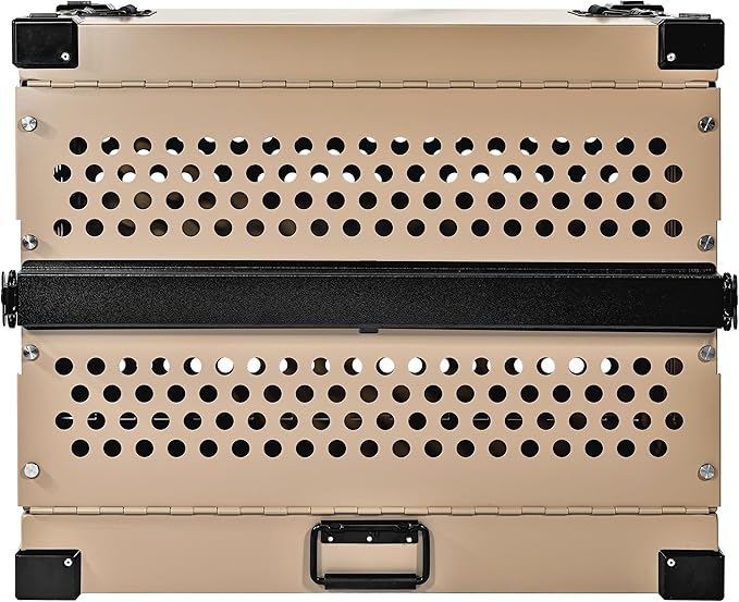 Heavy Duty Fully Collapsible Powder-Coated Aluminum Dog Crate - Small (Tan)