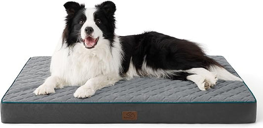 Bedsure Orthopedic Dog Bed Large Sized Dog - Memory Foam Pet Mattress with Removable Washable Cover and Egg Crate Foam, Thick Flat Suitable for Pet Up to 65 lbs, 36x27x3.5 Inches, Grey