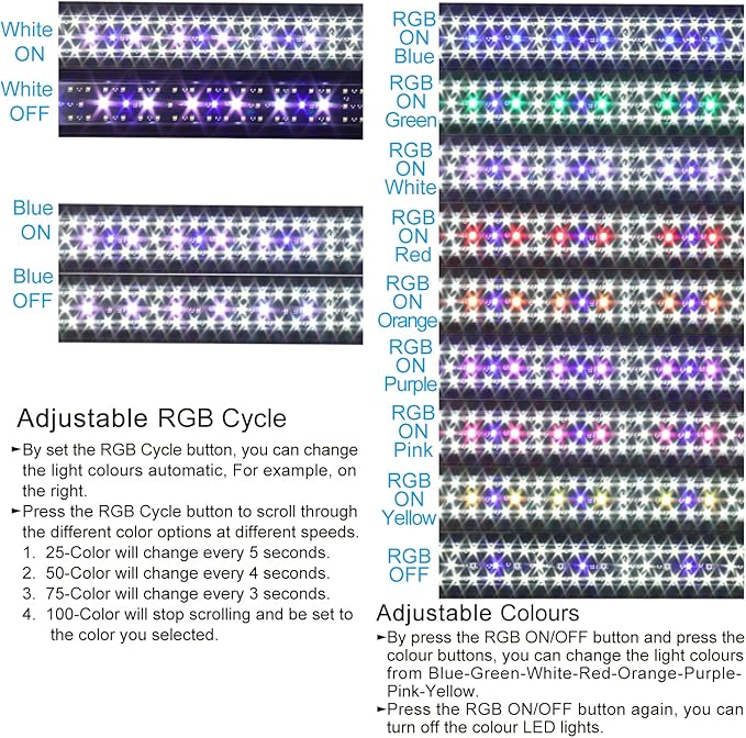 WaterRebirth Aquarium LED Light Fish Tank Light (20-26”)