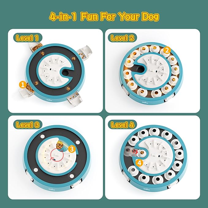 Dog Puzzle,Level 4 in 1 Interactive Toy for Smart Dogs, Multi-Stage Play, Puzzle Toys for Dogs, Cognitive Dog Puzzle Feeder for Slow Eating & Mental Stimulation