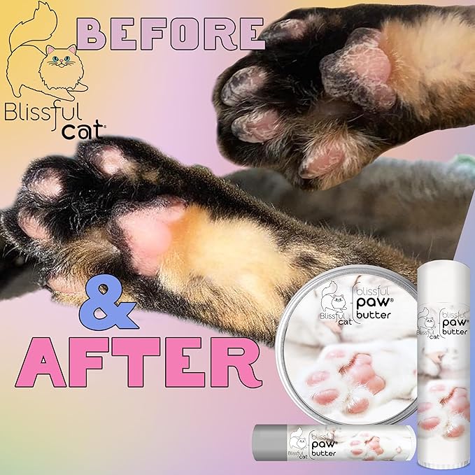 The Blissful Cat Paw Butter, Moisturizer for Dry Paw Pads, Softens and Protects Rough Feet, Versatile, Lick-Safe Balm, 0.15 oz.