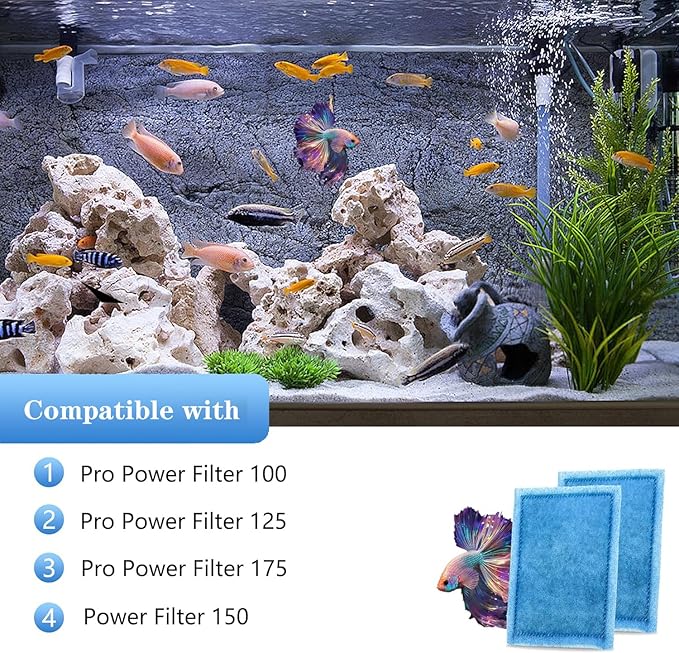 4 Pack Aquarium Filter Cartridge Rite-Size B Filter Cartridges Compatible with PRO Power Filters 100/125/175 Power Filter 150
