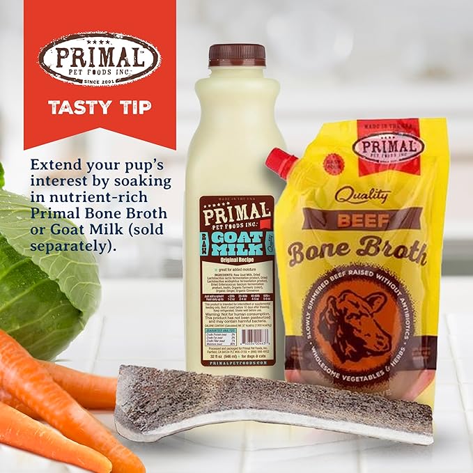 Primal Antlers for Dogs, Grade A Split Moose Antlers for Large Canines 45-60 lb, Natural Chews for Aggressive Chewers, Naturally Shed, Long Lasting Dog Bones, 1 ct