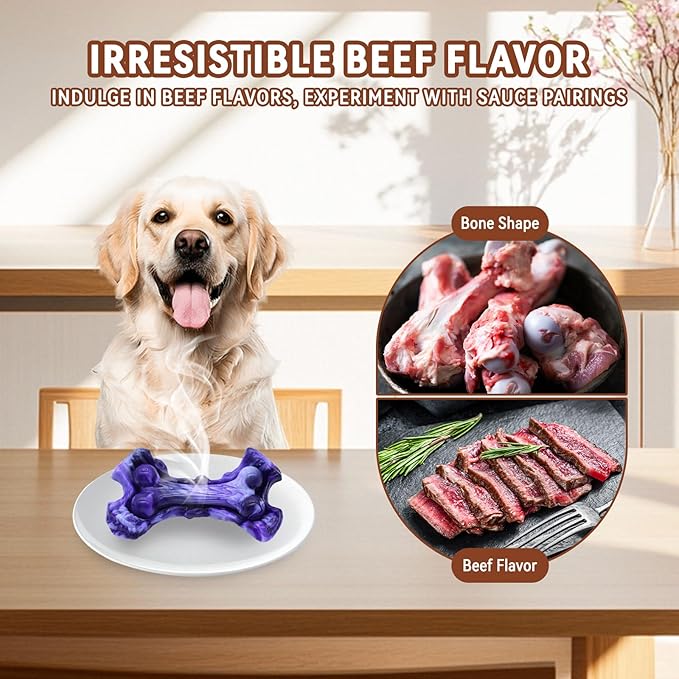 Magicorange Tough Dog Toys, Chew Toys for Aggressive Chewers, Dog Bone Toy Nylon Almost Indestructible Dogs Toy for Teeth Cleaning and Training (Purple)