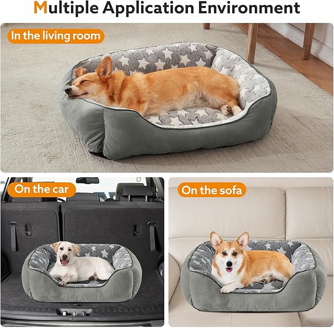 SIWA MARY Medium Dog Bed - Washable, Orthopedic, Soft Calming Puppy Bed, Fluffy Durable Pet Bed with Non-Slip Bottom - M(30"x24"x9") Dark Grey