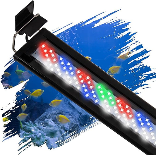 Led Aquarium Light, Full Spectrum Fish Tank Lights, 40 Gallon Freshwater Fishtank Hood Lighting for Grow Fish, Plants, Adjustable from 36 to 44 Inch
