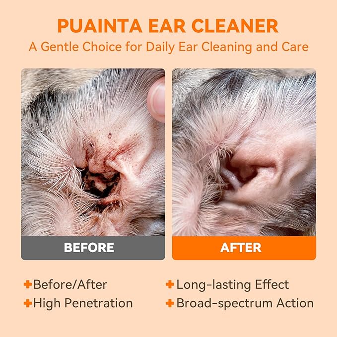 Ear Cleaner for Dog & Cats, Dog Ear Drop and Infection Treatment, Dog Ear Cleaning Solution- Cleaning,Soothing, and Deodorizing Itchy Ears - 8oz