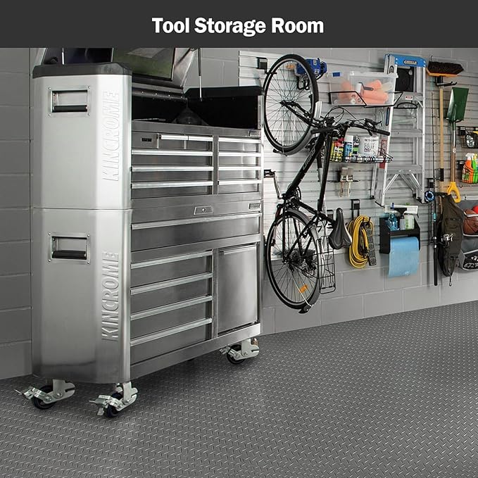 Nisorpa Garage Floor Rubber Mat,4Ft x 8.2Ft Rubber Flooring Rolls,1/8 Inch Thick Heavy Duty Diamond Plate Rubber Garage Floor Covering Waterproof Park