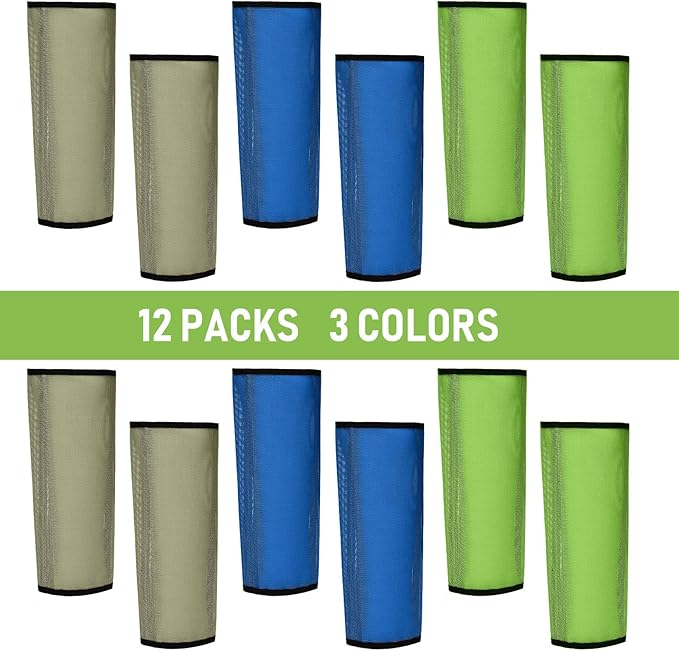 Jexine 12 Fly Boots for Horse Set of 12 Loose Breathable Mesh Horse Fly Sheets Protective Horse Leg Wraps Leggings for Preventing Flies and Mosquitoes Bites (Blue, Green, Brown)