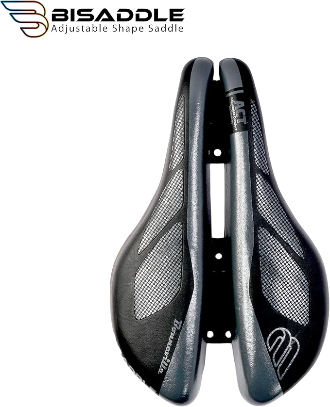 SRT 2.0 Adjustable Bicycle Saddle Noseless with Titanium Rails Custom Fit Comfort,Black w/Grey Accents