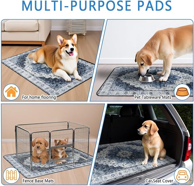Washable Pee Pads for Dogs 2 Pack, Absorbent Reusable Puppy Pads Waterproof, Leakproof & Non-Slip Whelping Pad, Potty Training Pads for Dogs Playpen Mat 24x36