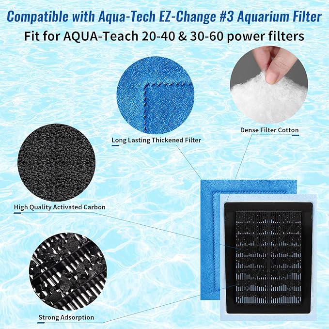 16 Pack Aquarium Filter Cartridge for Marineland Rite-Size C, Fish Tank Filters for Aqua-Tech EZ-Change #3, 20-40 & 30-60 Power Filter and for Marineland Penguin PRO Power Filters 275/375