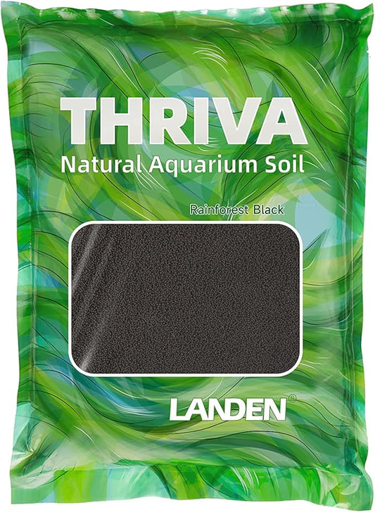 LANDEN THRIVA Natural Soil Substrate for Natural Planted Aquarium, Plant or Shrimp Stratum, Clay Gravel and Stable Porous Substrate for Freshwater Aquarium, Rainforest Black 5L(10lbs),Small Size
