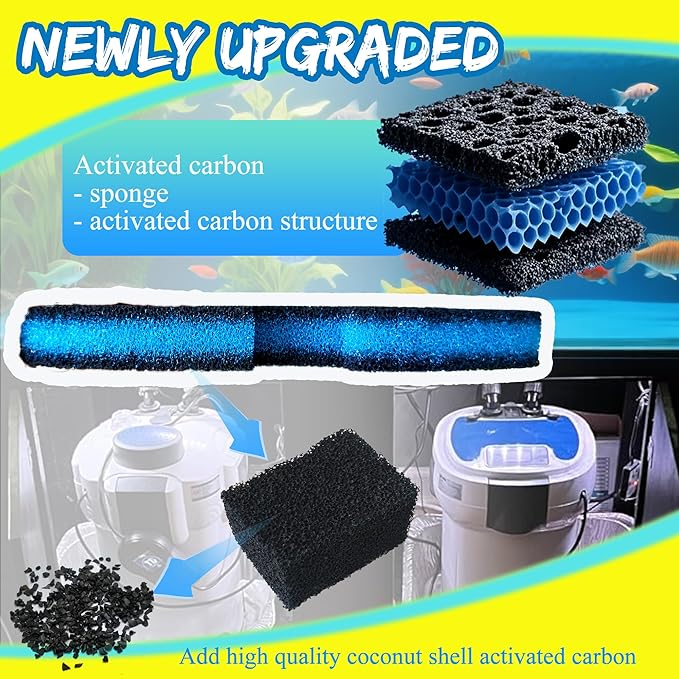 Replacement Canister Filter Pads Compatible with SUNSUN HW-304B/404B/704B/3000 CF500 Aquarium Filter, 6 White Floss and 2 Upgraded Coarse Pads, 8pcs