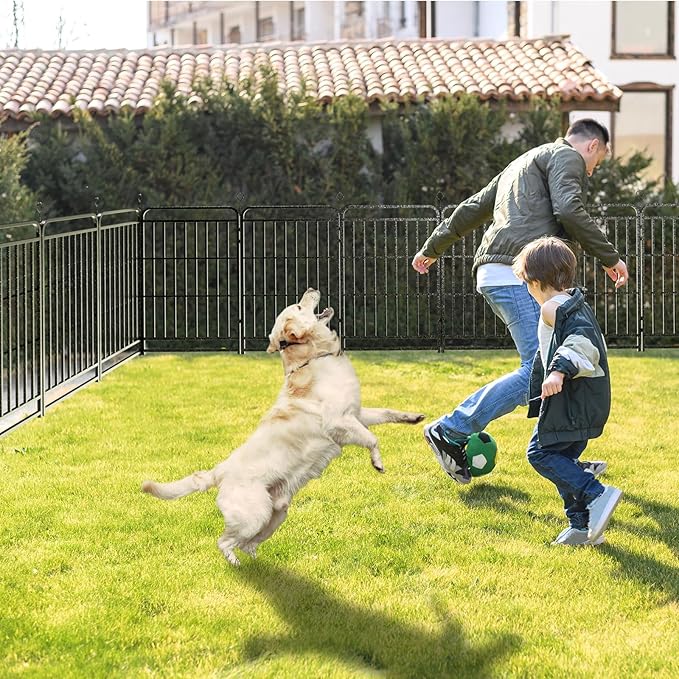 Dog Playpen Outdoor 16 Panels Heavy Duty Dog Fence 40" Height with Thick Pipe Anti-Rust with Doors Portable for RV Camping Yard, Total 36FT, 103 Sq.ft, Snowy Black