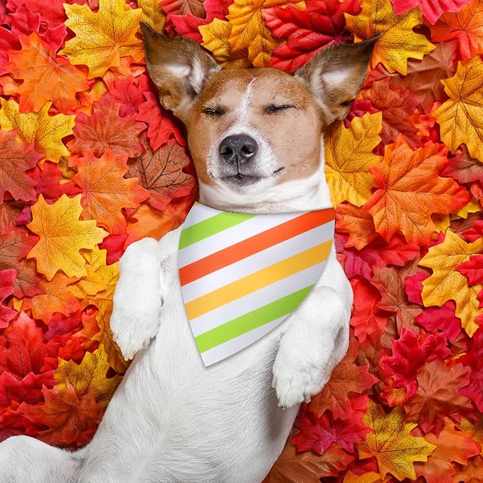 100 Pieces Fall Dog Bandanas Bulk Colorful Autumn Bandanas for Dogs with Polka Dot Stripe Wave Patterns for Pets Doggies Fall Autumn Thanksgiving Party Costume Accessories