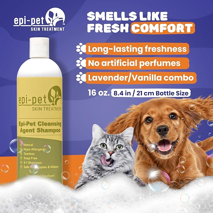 Puppy Safe 6in1 Pet Shampoo, Shampoo for Dogs with Deshedding Coat, Dry Itchy Skin, Hypoallergenic and Sensitive Skin, Scented Vanilla and Lavender (16 Fl oz (Pack of 3), 16 Fl oz)
