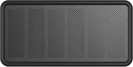 Indoor/Outdoor Hose-Wash Lines Design Non-Slip Rubber 16" x 32" Modern Entryway Mat for Entryway, Patio, Backyard, Garage, 16" x 32", Black