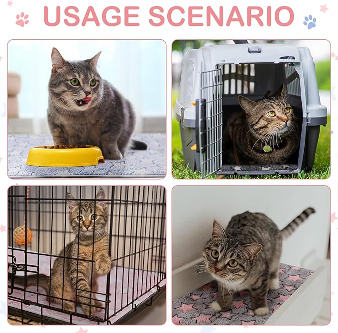 Reginary 4 Pcs Waterproof Guinea Pig Blankets Washable Small Animal Fleece Bedding Absorbent Guinea Pig Cage Liners Reusable Pet Pee Pad Sleep Mat for Hamster Ferret(Cute Star Pattern,24 x 47 Inch)