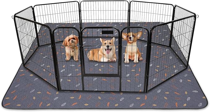 Sunheir Washable Pee Pads for Dogs 72"x72", Extra Large Reusable Puppy Pads Pet Training Pads for Dog Playpen, Waterproof Pee Pads for Puppy Playpen, Whelping Pad, Dog Playpen Indoor - Deep Grey