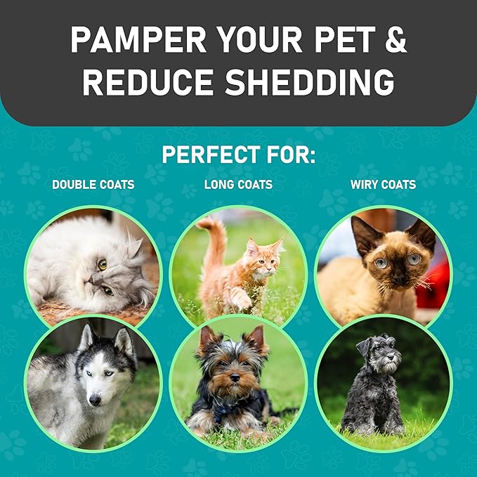 Maxpower Planet Pet Grooming Brush - Double Sided Shedding and Dematting Undercoat Rake Comb for Dogs and Cats,Extra Wide (C2 - Brush & Comb, Large)