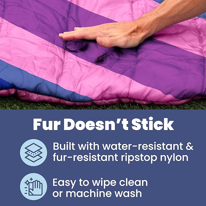 Travel Dog Bed (42" x 30") – Foldable, Packable Camping Dog Bed – Water Resistant, Cozy & Durable Mat with Soft Padding – Compact, Portable & Machine Washable – Large & Small Breeds - Pink