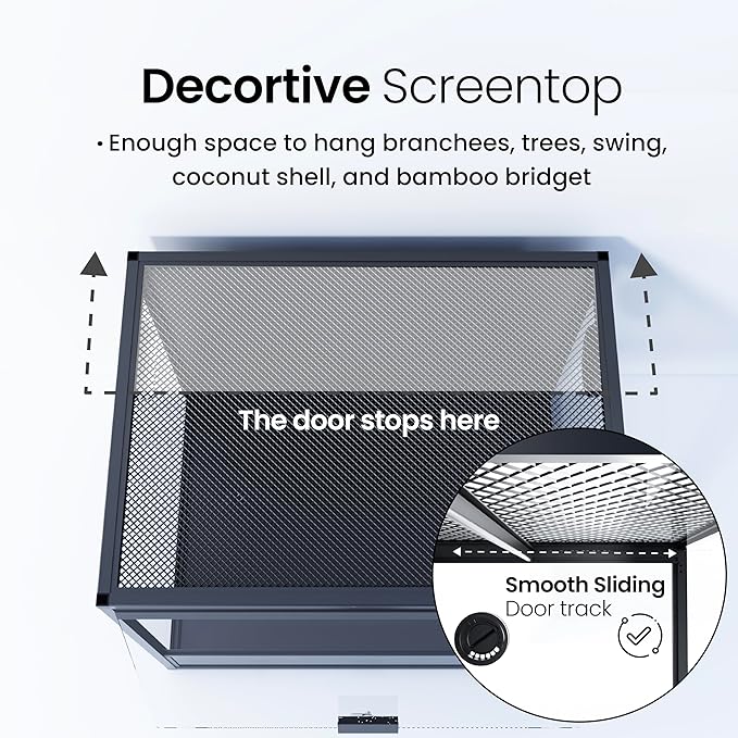 MagicCube 18'' x 18'' x 18'' Reptile Tank with Lock, 24 Gallon Reptile Terrarium with Flip-Up Tempered Glass Door, Top Screen Ventilation for Leopard Gecko - Bottom Not Leakproof