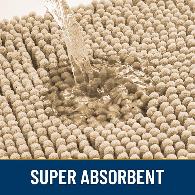 Smiry Dog Door Mat for Muddy Paws 47x20, Absorbs Moisture and Dirt Doormat, Non-Slip Washable Quick Dry Chenille Front Door Mat Indoor Entrance, Entryway Carpet for Inside Floor, Beige