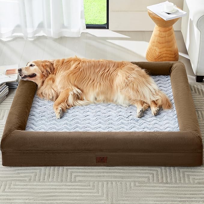 WNPETHOME XL Extra Large Dog Bed, Washable Dog Couch with Removable Waterproof Cover, Orthopedic Large Pet Sofa Bed with Bolster Sides for Sleeping