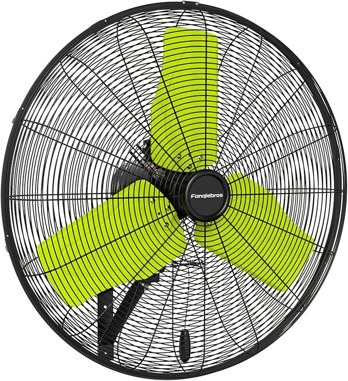 Pro 9500 CFM 24" Outdoor IP44 Waterproof Wall Mount Fan, 3-Speed Oscillating Metal Fans with Enclosure Motor, Heavy Duty Wall Fan for Patio, Warehouse, Garage, and Jobsite