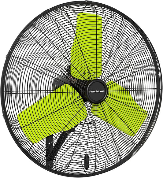 Pro 9500 CFM 24" Outdoor IP44 Waterproof Wall Mount Fan, 3-Speed Oscillating Metal Fans with Enclosure Motor, Heavy Duty Wall Fan for Patio, Warehouse, Garage, and Jobsite