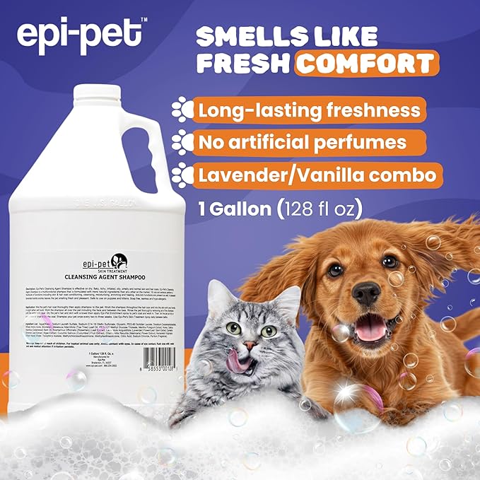 Puppy Safe 6in1 Pet Shampoo, Shampoo for Dogs with Deshedding Coat, Dry Itchy Skin, Hypoallergenic and Sensitive Skin, Scented Vanilla and Lavender (1 Gallon (Pack of 4), 1 Gallon (128 Fl oz))
