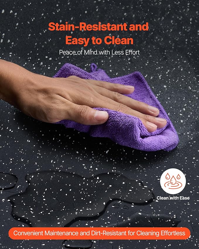 VEVOR 0.56 Inch Thick Gym Floor Mats, 25 Tiles Rubber Top with EVA Foam, 25" x 25" Gym Flooring Workout Mat with 100sq.ft Coverage, Interlocking Puzzle Mats for Home, Garage, Black & White