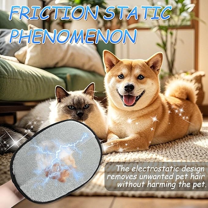 Pet Hair Removal Gloves, and Efficient Pet Hand Hair Removal Gloves, Reusable Pet Hair Removal Gloves. Suitable for Long-Haired and Short-Haired Cats and Horses